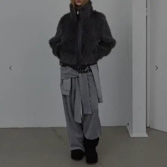 [BUNJANG] LCDC Gray Faux Fur Jacket / Lcdc 퍼 자켓 그레이