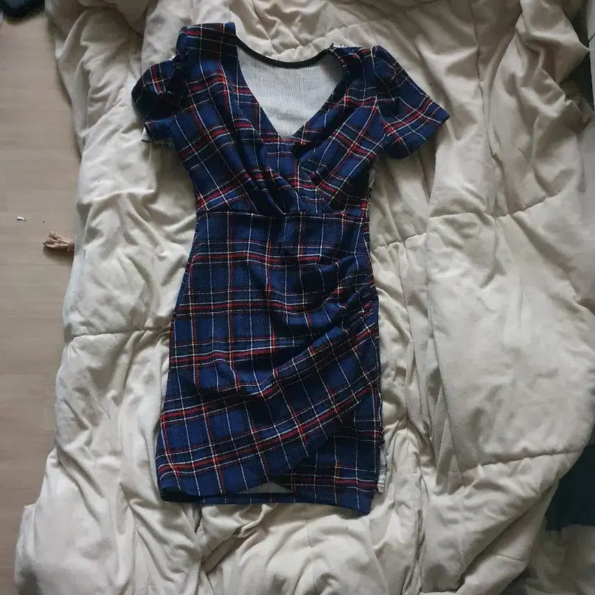 [BUNJANG] Checkered Mini Dress Party Dress / 체크무늬  미니원피스 파티복 섹시원피스