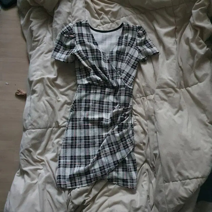 [BUNJANG] Checkered Mini Dress Party Dress / 체크무늬  미니원피스 파티복 섹시원피스