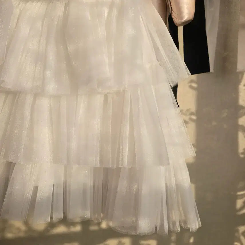[BUNJANG] Thetis White Ruffle Dress / 더티스 화이트 샤 캉캉 드레스