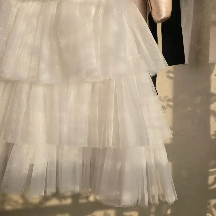 [BUNJANG] Thetis White Ruffle Dress / 더티스 화이트 샤 캉캉 드레스