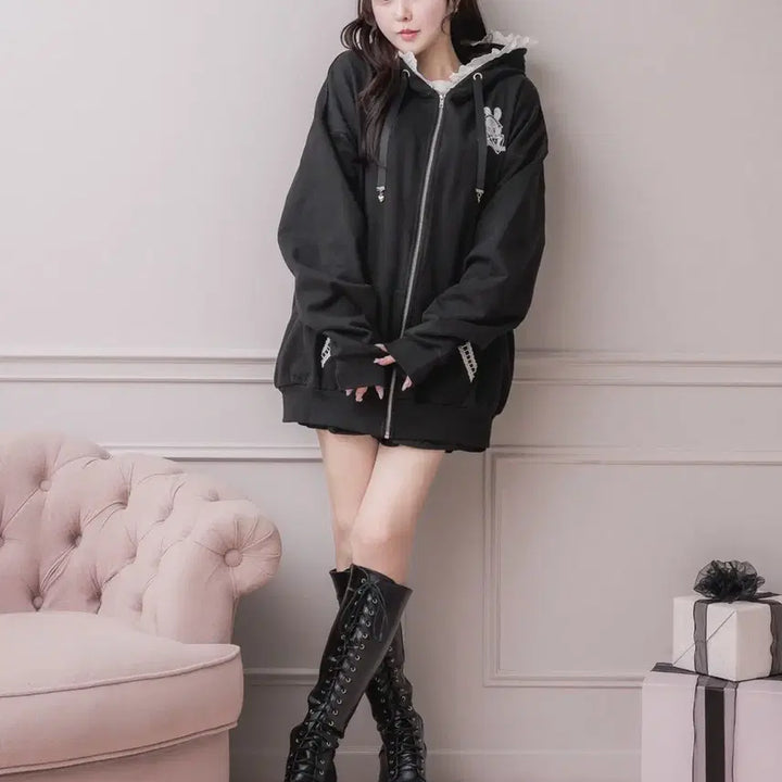[BUNJANG] Pium Mezzo Piano Cotton Frill Hooded Parka / pium 피움 Mezzo Piano 베리에짱 코튼 프릴 후드 파카