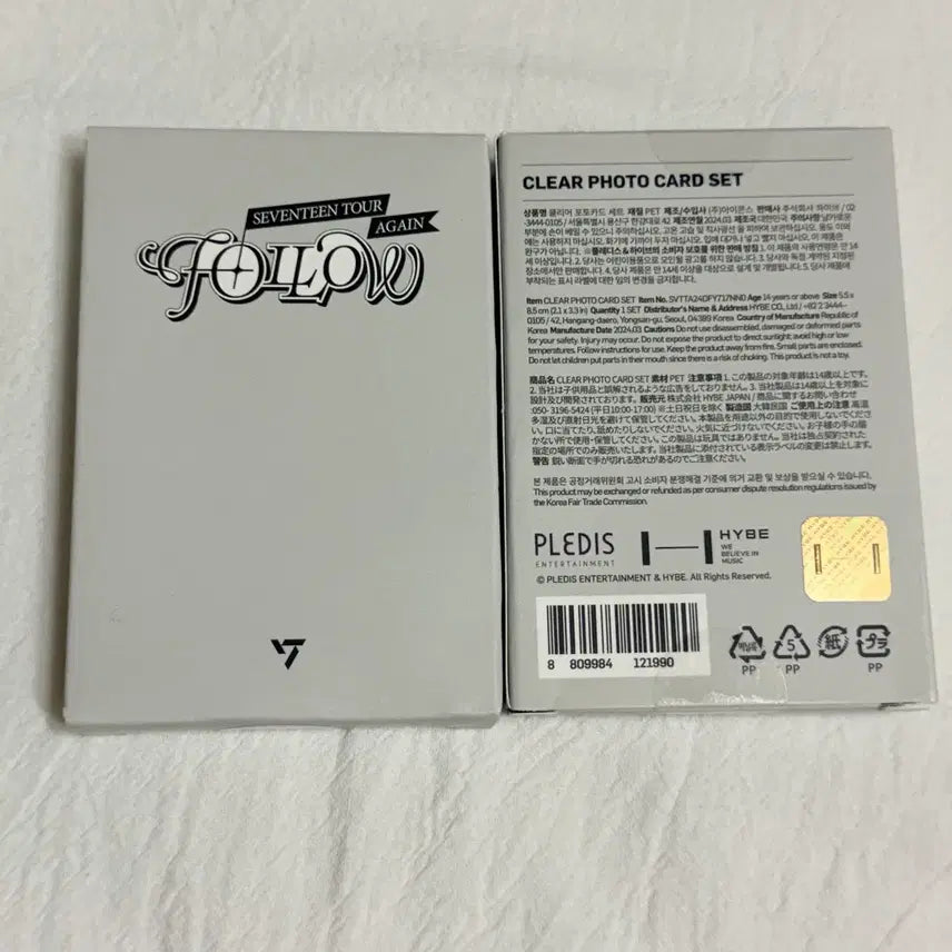 [BUNJANG] Seventeen Follow Again Clear Photocard Sealed / 세븐틴 팔로우 어게인 클리어 포카 미개봉