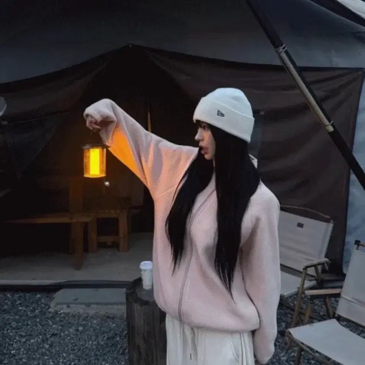 [BUNJANG] Ablie Pink Fleece Jacket / 에이블리 핑크 플리스 판매 교신