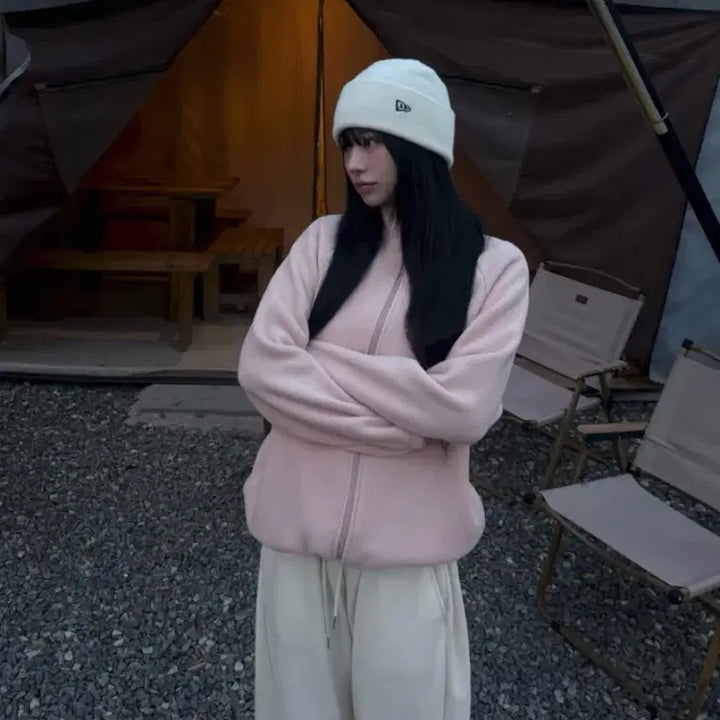 [BUNJANG] Ablie Pink Fleece Jacket / 에이블리 핑크 플리스 판매 교신