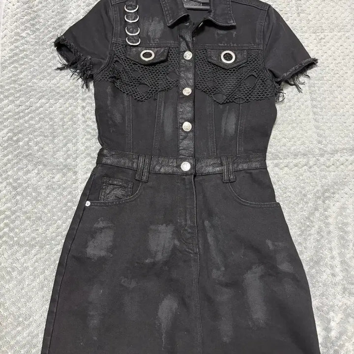 [BUNJANG] Killstar Denim Mini Damage Dress / 킬스타 데님 미니 데미지 원피스 블랙 고스 펑크