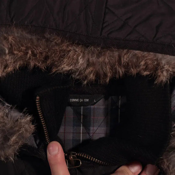 [BUNJANG] COMME CA ISM Fur Hooded Quilted Jacket / COMME CA ISM 퍼 후드 누빔자켓 C92