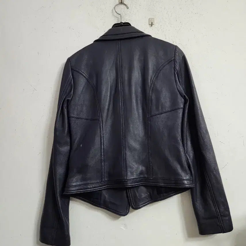 [BUNJANG] Tomboy Navy Leather Jacket / 톰보이 네이비 가죽 자켓55