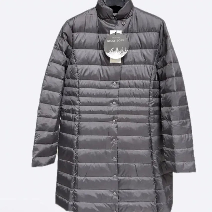 [BUNJANG] Charcoal Gray Goose Down Lightweight Long Padded Jacket (Size M) / (새상품) 차콜 그레이 구스 (거위털) 차이나 카라 경량 롱패딩 m