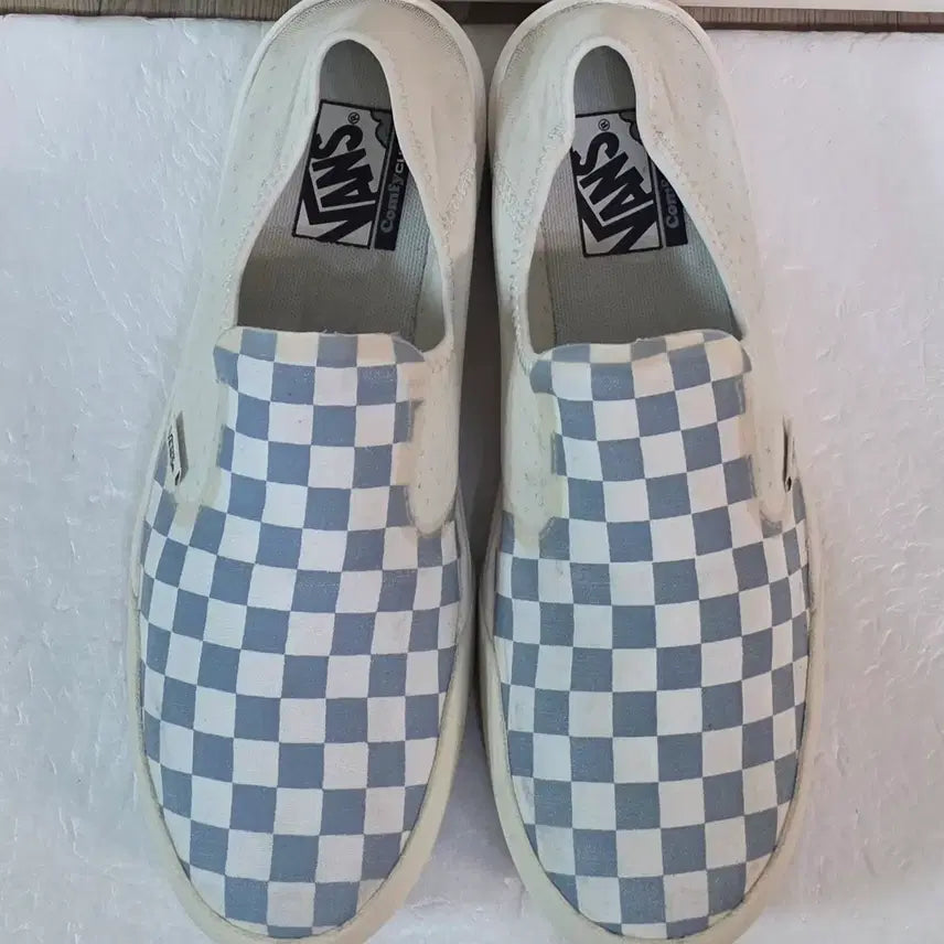 [BUNJANG] Vans Comfycush One Slip-On Checkerboard Marshmallow Sky Blue Mule Sneakers / [275] 반스 컴피쿠시 원 슬립온 체커보드 마쉬멜로우 스카이블루 뮬