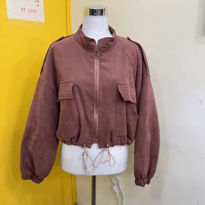 [BUNJANG] Loose Fit Balloon Sleeve Crop Zip-Up Jacket / 말린장미 크롭 집업 자켓/스트링 조절/루즈핏 벌룬핏 점퍼