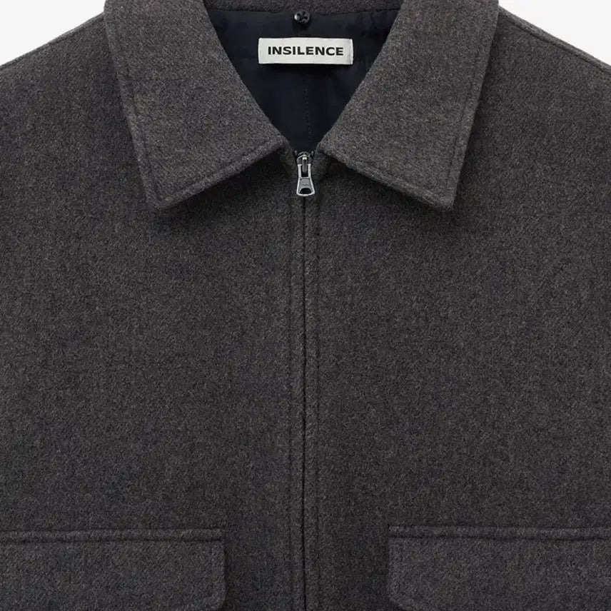 [BUNJANG] In Silence Detachable Collar Cashmere Blouson - Grey Brown / 인사일런스 디테처블 칼라 캐시미어 블루종 GREY BROWN