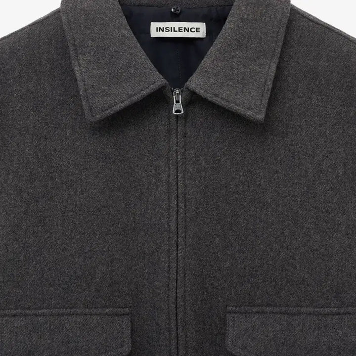 [BUNJANG] In Silence Detachable Collar Cashmere Blouson - Grey Brown / 인사일런스 디테처블 칼라 캐시미어 블루종 GREY BROWN