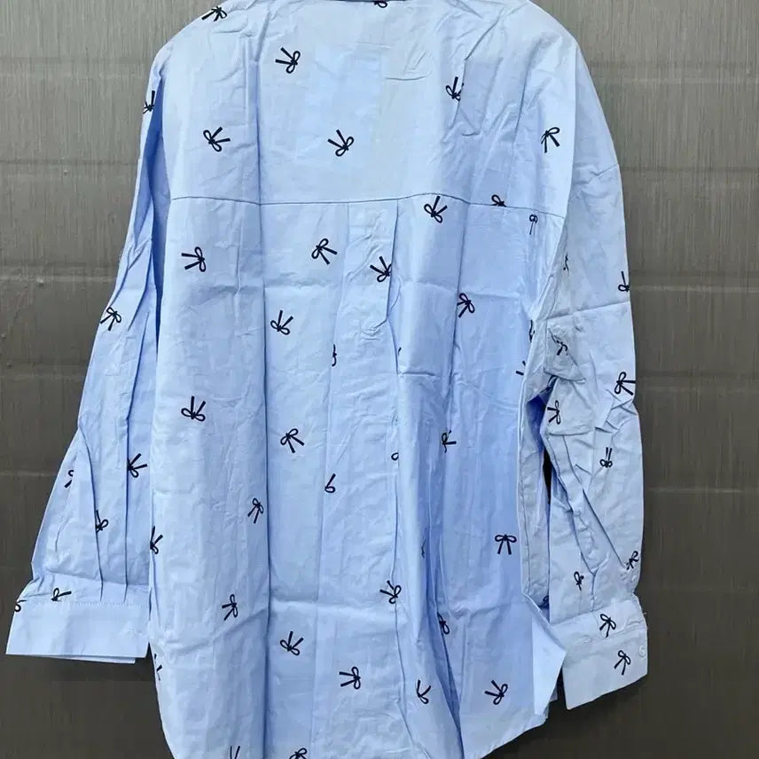 [BUNJANG] Loose Fit Ribbon Shirt (Blue) / 리본 루즈핏 셔츠(블루)
