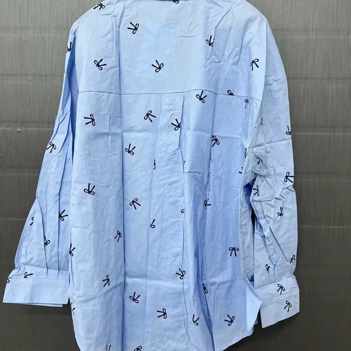 [BUNJANG] Loose Fit Ribbon Shirt (Blue) / 리본 루즈핏 셔츠(블루)