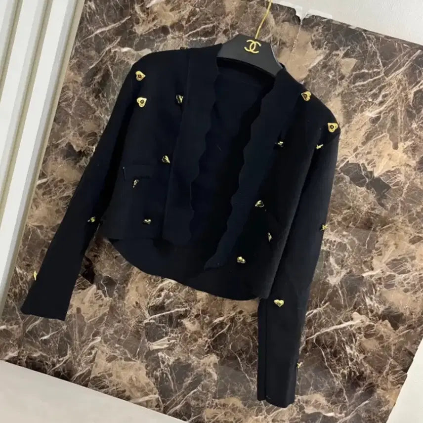 [BUNJANG] Gold Heart Button Cardigan / 수입의류 골드 하트 버튼 가디건