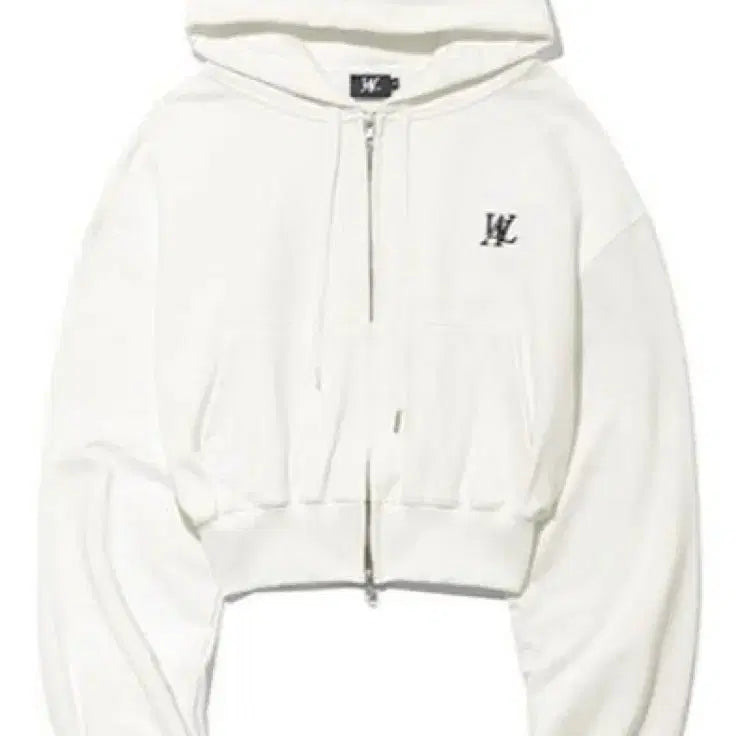 [SOLD OUT] 우알롱 기모 크롭후드 집업 하얀색