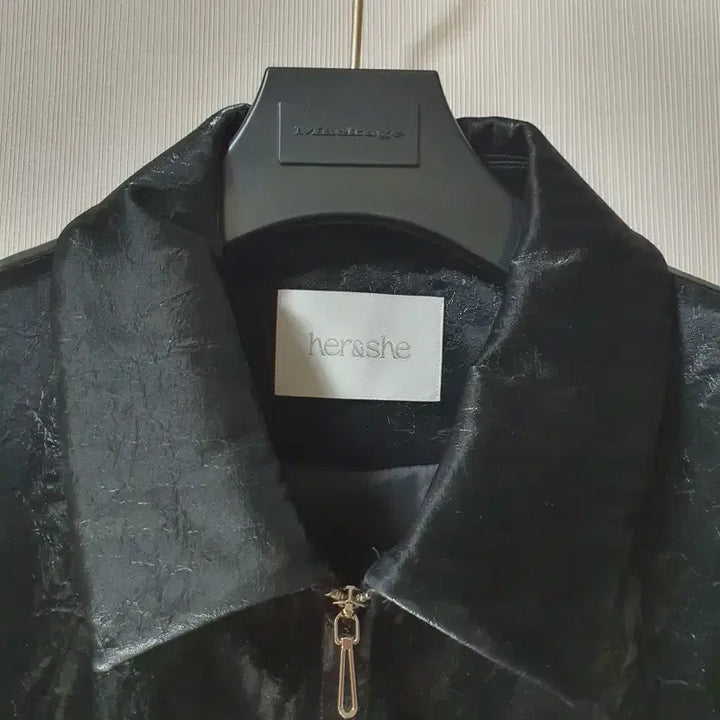 [BUNJANG] her&she Crack Leather Blouson Jacket / her&she 허앤쉬 크랙 레더 블루종 자켓 s 사이즈 정품