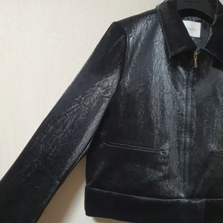 [BUNJANG] her&she Crack Leather Blouson Jacket / her&she 허앤쉬 크랙 레더 블루종 자켓 s 사이즈 정품