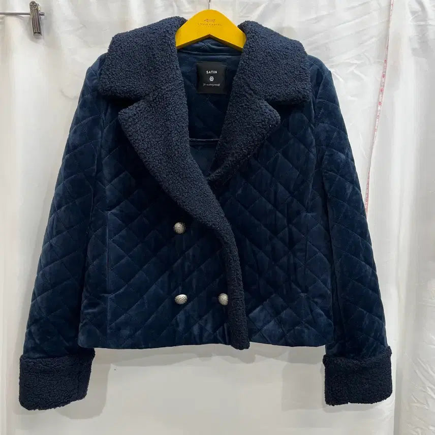 [BUNJANG] [Satine] Big Collar Velvet Quilted Jacket (Size 55) / [샤틴]빅카라 벨켓 퀼팅 자켓 55