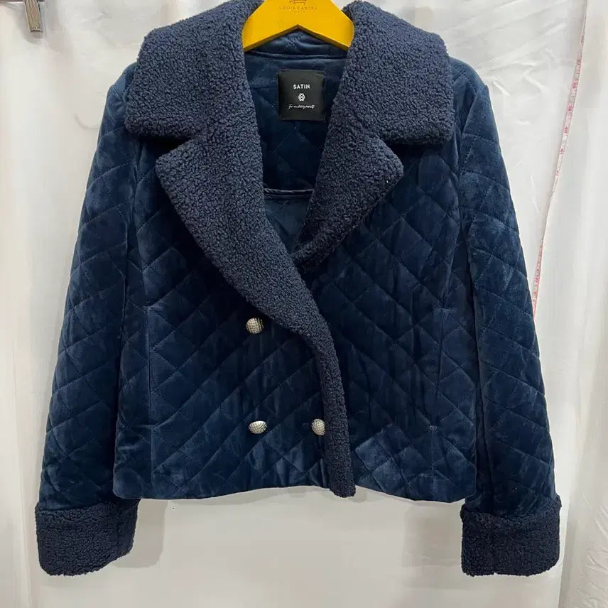[BUNJANG] [Satine] Big Collar Velvet Quilted Jacket (Size 55) / [샤틴]빅카라 벨켓 퀼팅 자켓 55