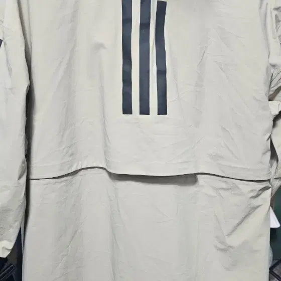 [BUNJANG] Adidas Long Hooded Windbreaker Beige / 아디다스 후드 롱 바람막이 베이지