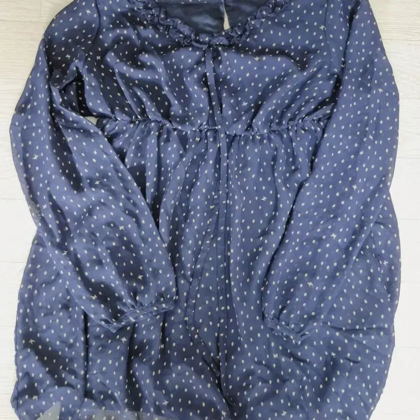 [BUNJANG] Vintage Blue Dot Chiffon Blouse / 일본빈티지 블루 도트 쉬폰 블라우스