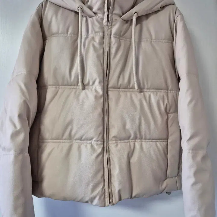 [BUNJANG] ZARA Ivory Leather Padded Hooded Jumper / 자라 아이보리 레더 패딩 후드 점퍼
