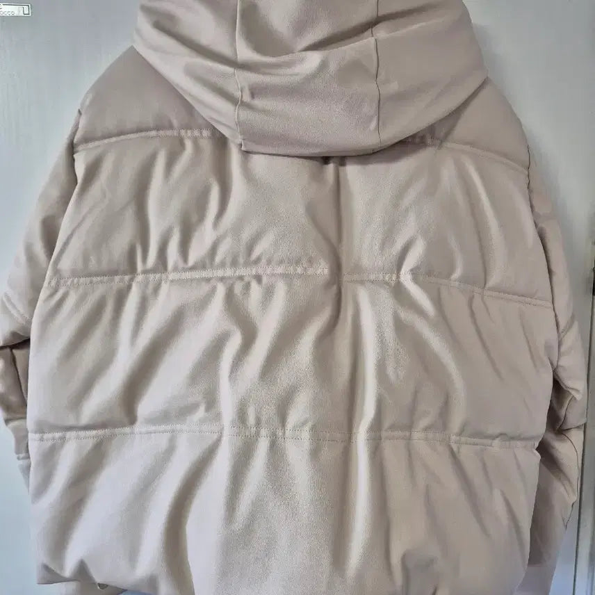 [BUNJANG] ZARA Ivory Leather Padded Hooded Jumper / 자라 아이보리 레더 패딩 후드 점퍼