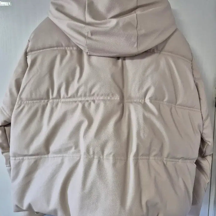 [BUNJANG] ZARA Ivory Leather Padded Hooded Jumper / 자라 아이보리 레더 패딩 후드 점퍼