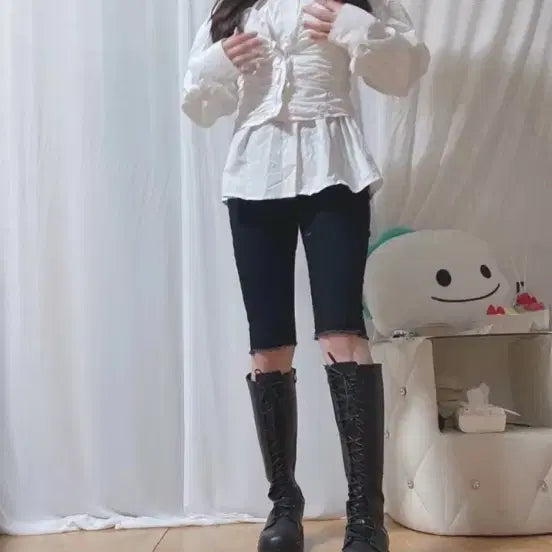 [BUNJANG] High-Waist Denim Black Shorts (M) / 새제품 하이웨스트 5부 데님 블랙 반바지 M