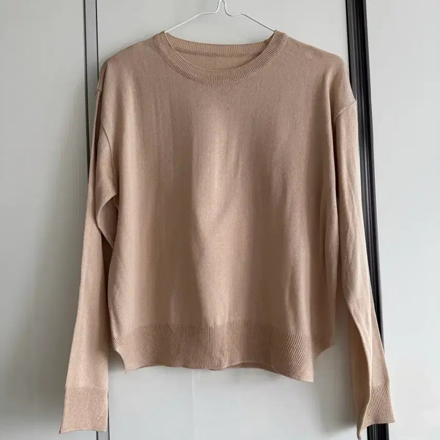 [BUNJANG] Trendier Apparel Mocha Beige Slit Knit &amp; Slacks Set / 트렌디어패럴 모카 베이지 슬릿 니트 + 슬랙스 바지 세트