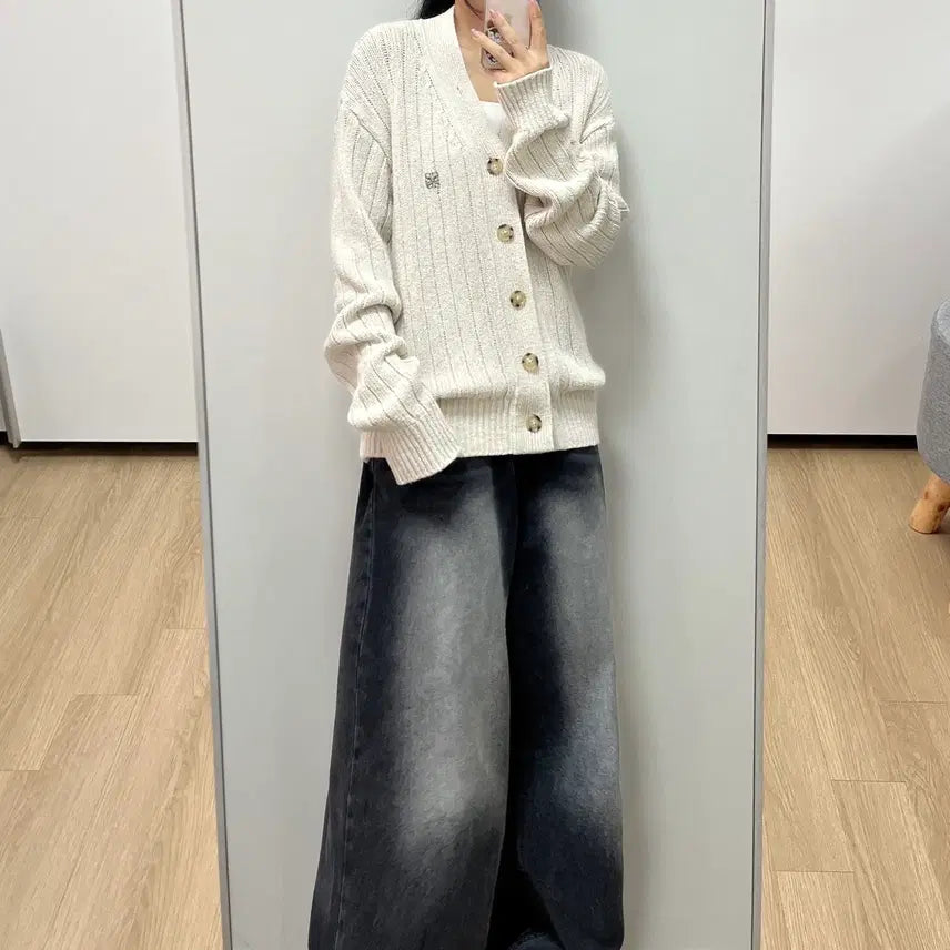 [BUNJANG] SATUR Paro Oversized Boucle Cardigan / 세터 SATUR 파로 오버 사이즈 부클 아이보리 가디건