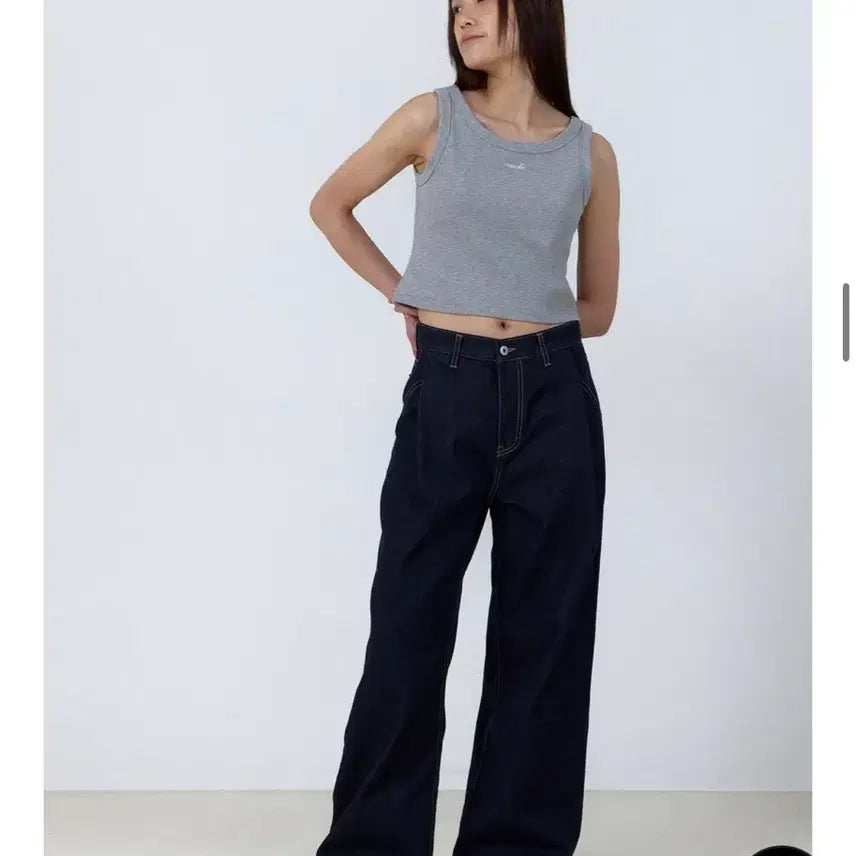 [BUNJANG] Coored Non-Fade Pleated Wide Denim Pants / 코어드 논페이드 핀턱 와이드 데님팬츠