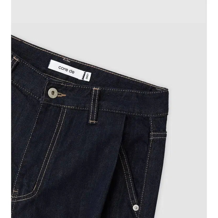 [BUNJANG] Coored Non-Fade Pleated Wide Denim Pants / 코어드 논페이드 핀턱 와이드 데님팬츠