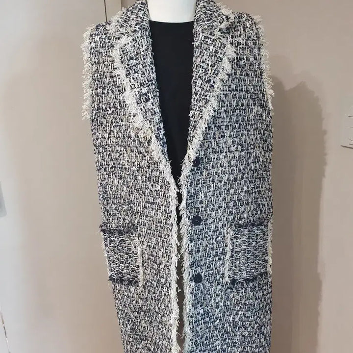 [BUNJANG] Tweed Long Vest Jacket / 트위드 롱 조끼 베스트 자켓 스타일