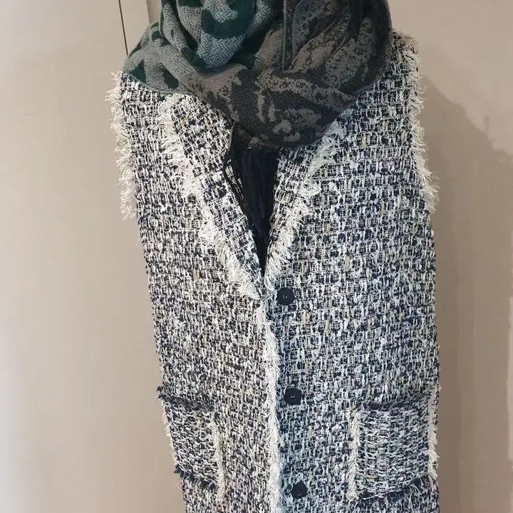 [BUNJANG] Tweed Long Vest Jacket / 트위드 롱 조끼 베스트 자켓 스타일