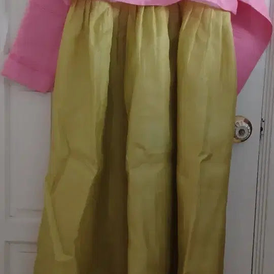 [BUNJANG] Hanbok Set - Pink & Mustard / 여성 한복 치마 저고리 세트