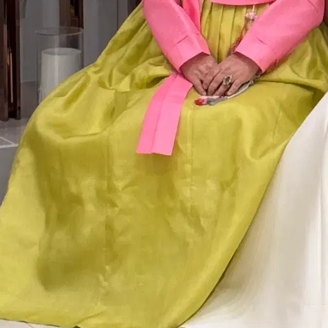 [BUNJANG] Hanbok Set - Pink & Mustard / 여성 한복 치마 저고리 세트