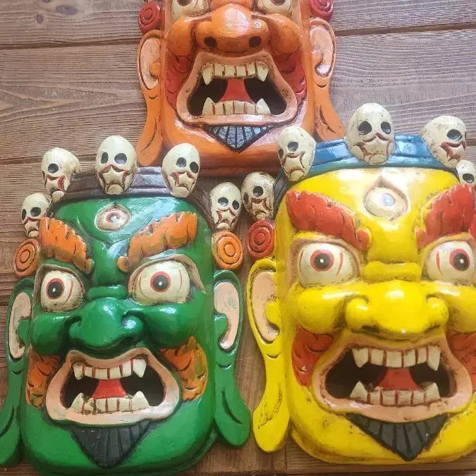 [BUNJANG] Tibetan Wooden Mask Wall Hanging / 탈 티베트  골동 나무 조각 벽걸이 장식