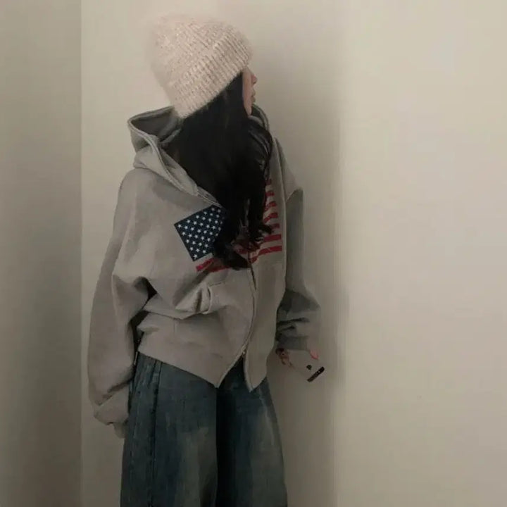 [BUNJANG] American Two Way Hoodie Zip-up / 슈가파우더 아메리칸 투웨이 후드집업