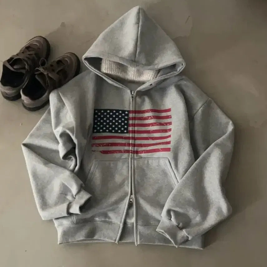 [BUNJANG] American Two Way Hoodie Zip-up / 슈가파우더 아메리칸 투웨이 후드집업