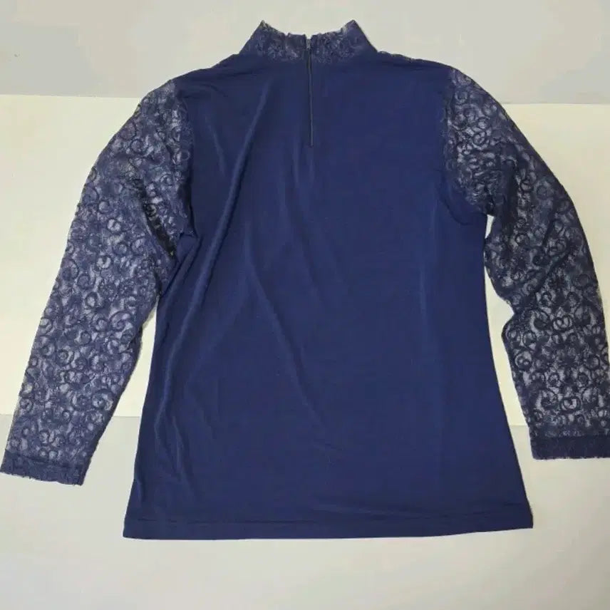 [SOLD OUT] 여성옷 레이스 소매 네이비 블라우스 셔츠