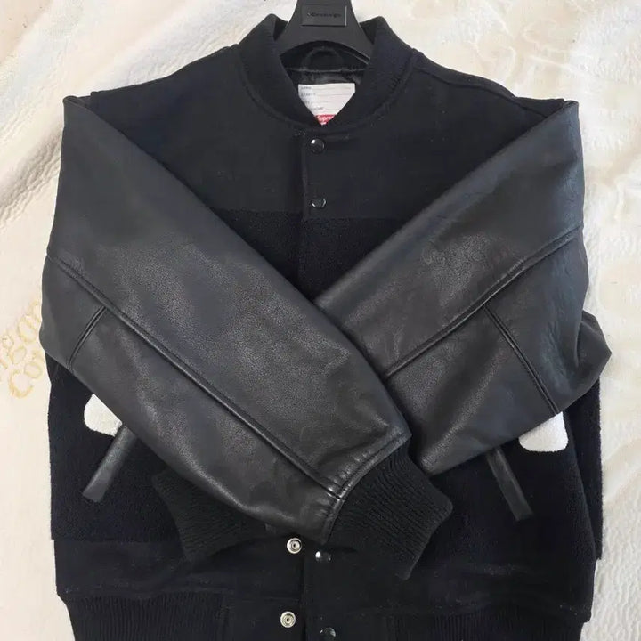 [BUNJANG] Supreme Big Logo Varsity Jacket Black / [S] 슈프림 빅로고 샤닐 바시티 자켓 블랙