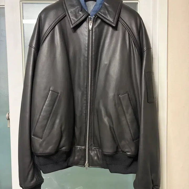 [BUNJANG] Juun.J Collection 349 Leather Ma-1 Jacket / 48)준지 컬렉션 349 가죽 마원 자켓