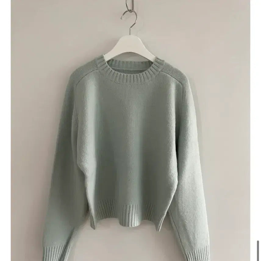 [BUNJANG] Round Neck Knit Mint Sweater / 라운드넥 니트 민트