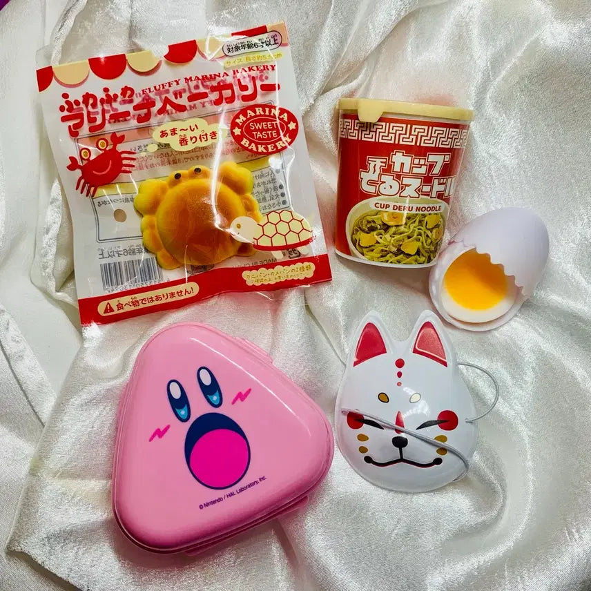 [BUNJANG] Kirby Onigiri Case &amp; Crab Squeezy Play Set / 일본 가챠 소꿉놀이 세트 커비