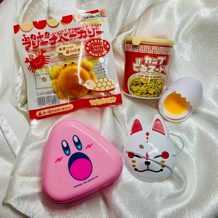[BUNJANG] Kirby Onigiri Case &amp; Crab Squeezy Play Set / 일본 가챠 소꿉놀이 세트 커비