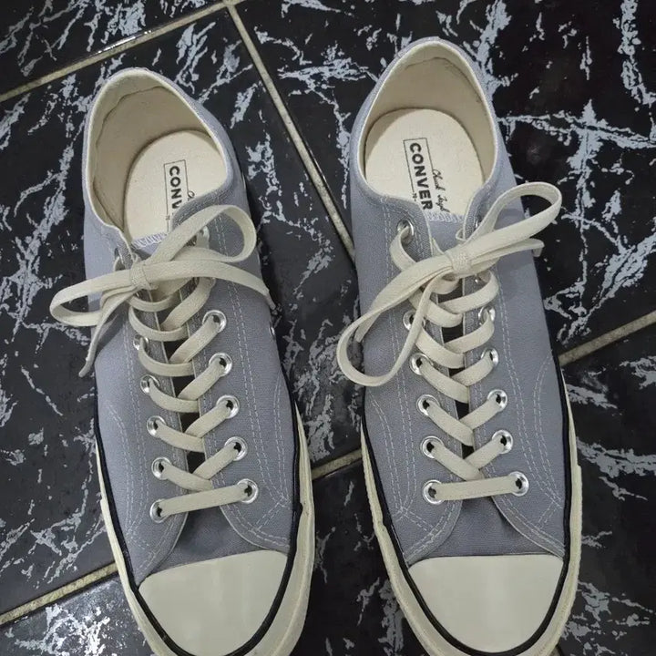 [BUNJANG] Converse Chuck 70 Vintage Canvas Low Wolf Grey Sneakers / 척 70 빈티지 캔버스 로우 울프그레이 170555C / 280+고무끈