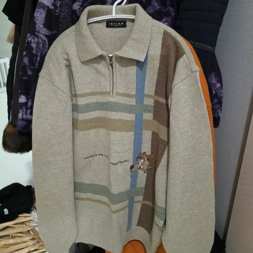[BUNJANG] Indian Collar Zip-up Wool Knit / (데일리추천) 인디안 카라 집업 울니트 105 , (95~105)